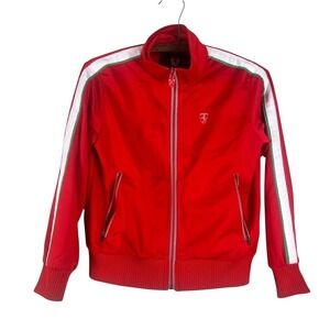 Ferrari Scuderia Kids Red Track Jacket Full Zip Italian Flag Stripe Size 9/10Y